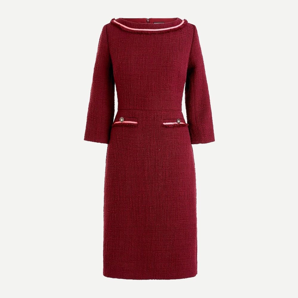 New! J Crew Boatneck Sheath Dress Vintage Burgundy size Tall 10
